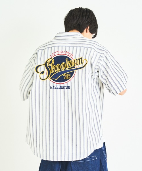 SKOOKUM（スクーカム）の「SKOOKUM×JEサークル刺繍ストライプSSシャツ（シャツ/ブラウス・メンズ・ホワイト/ネイビー/ブルー・M/L）」の20枚目の写真