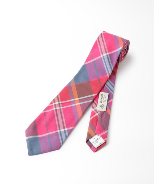 EDIFICE（エディフィス）の「コットン/シルク マドラスチェック タイ（ネクタイ・メンズ・ピンク・FREE）」の2枚目の写真