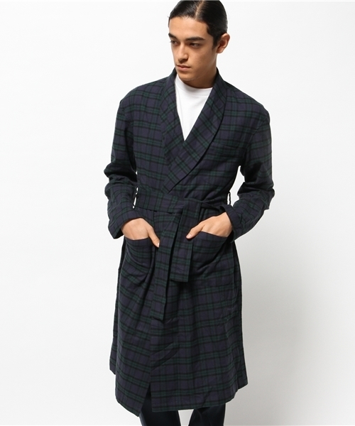 CIAOPANIC（チャオパニック）の「【Ciaopanic】先染めチェックロングガウン（その他アウター・メンズ・グレー/ネイビー・LARGE/MEDIUM）」の3枚目の写真