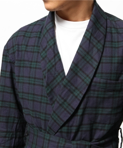 CIAOPANIC（チャオパニック）の「【Ciaopanic】先染めチェックロングガウン（その他アウター・メンズ・グレー/ネイビー・LARGE/MEDIUM）」の7枚目の写真