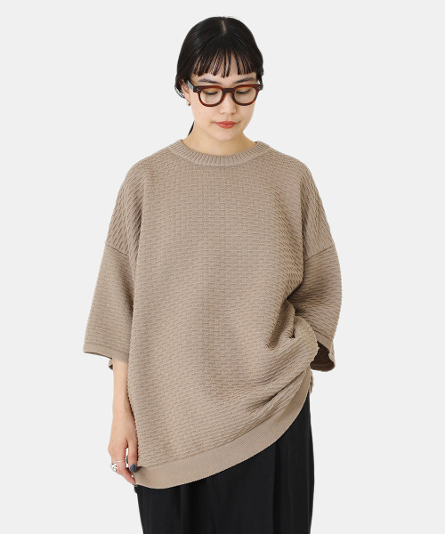 BALLAST ARK（バラストアーク）の「BALLAST ARK / バラストアーク：BIG KNIT TEE：BA05-K004[AST]（Tシャツ/カットソー・メンズ・ベージュ/ブラック・L/M）」の14枚目の写真