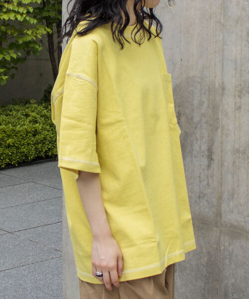 GLOSTER(グロスター)の「【GLOSTER/グロスター】コントラストステッチ ビッグTシャツ(Tシャツ/カットソー・メンズ・ホワイト/チャコールグレー/イエロー/アイボリー・MEDIUM/LARGE/X-LARGE)」の12枚目の写真
