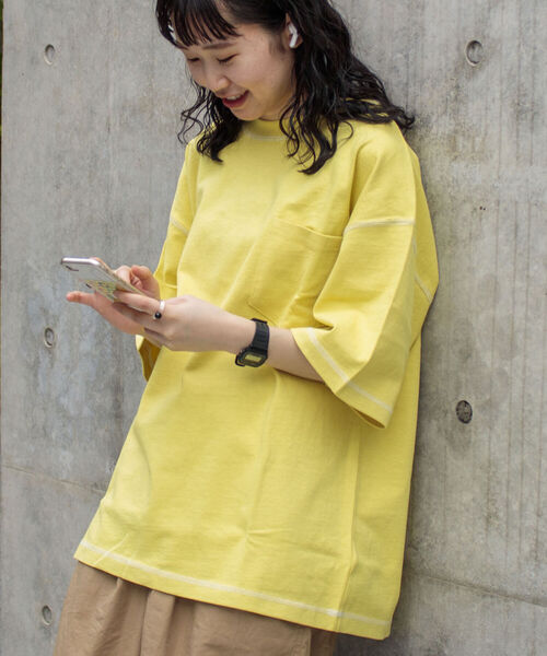 GLOSTER(グロスター)の「【GLOSTER/グロスター】コントラストステッチ ビッグTシャツ(Tシャツ/カットソー・メンズ・ホワイト/チャコールグレー/イエロー/アイボリー・MEDIUM/LARGE/X-LARGE)」の17枚目の写真