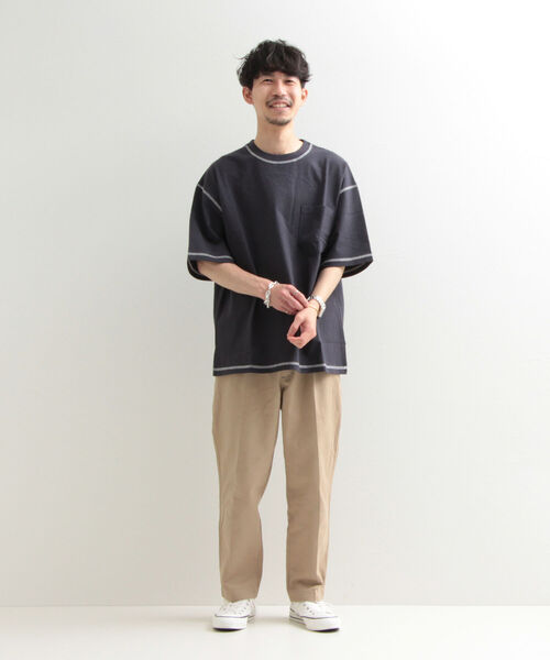 GLOSTER(グロスター)の「【GLOSTER/グロスター】コントラストステッチ ビッグTシャツ(Tシャツ/カットソー・メンズ・ホワイト/チャコールグレー/イエロー/アイボリー・MEDIUM/LARGE/X-LARGE)」の19枚目の写真