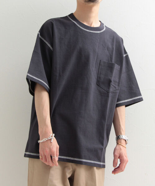 GLOSTER(グロスター)の「【GLOSTER/グロスター】コントラストステッチ ビッグTシャツ(Tシャツ/カットソー・メンズ・ホワイト/チャコールグレー/イエロー/アイボリー・MEDIUM/LARGE/X-LARGE)」の20枚目の写真