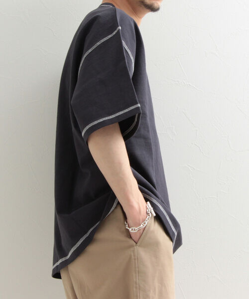 GLOSTER(グロスター)の「【GLOSTER/グロスター】コントラストステッチ ビッグTシャツ(Tシャツ/カットソー・メンズ・ホワイト/チャコールグレー/イエロー/アイボリー・MEDIUM/LARGE/X-LARGE)」の22枚目の写真