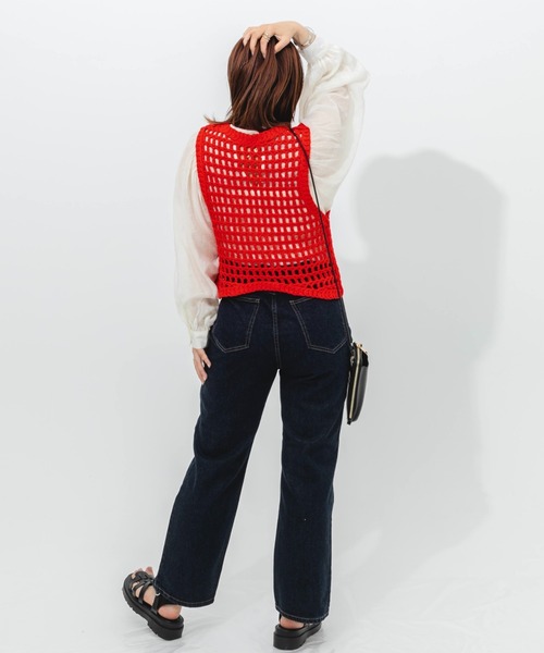 nemne store（ネンネストア）の「かぎ針編み風ベスト（ベスト・レディース・ブラック/パープル/オレンジ/キナリ・フリー）」の22枚目の写真