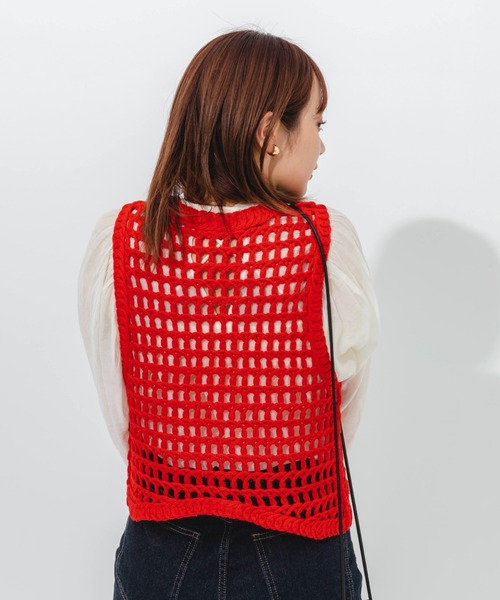 nemne store（ネンネストア）の「かぎ針編み風ベスト（ベスト・レディース・ブラック/パープル/オレンジ/キナリ・フリー）」の16枚目の写真