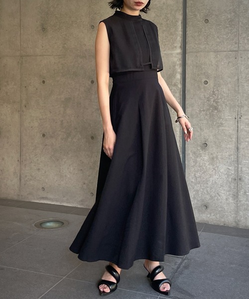 &g'aime（アンジェム）の「【&g’aime】シアーケープワンピース（ワンピース・レディース・ブラック/ベージュ/グリーン・FREE）」の9枚目の写真