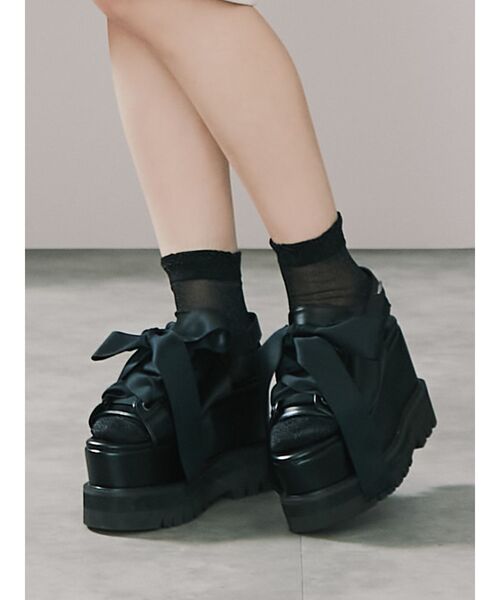 EATME(イートミー)の「BIGリボンプラットフォームサンダル(サンダル・レディース・ブラック/ベージュ・S/M/L)」の7枚目の写真