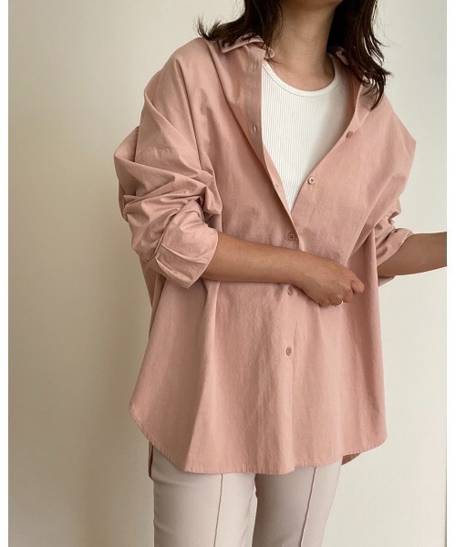 AMAIL（アマイル）の「Bulky cotton shirt（シャツ/ブラウス・レディース・ピンク/アイボリー/ベージュ・FREE）」の3枚目の写真