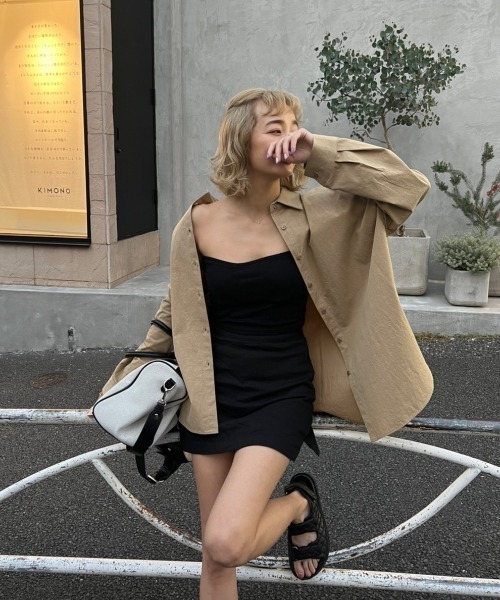 AMAIL（アマイル）の「Bulky cotton shirt（シャツ/ブラウス・レディース・ピンク/アイボリー/ベージュ・FREE）」の4枚目の写真