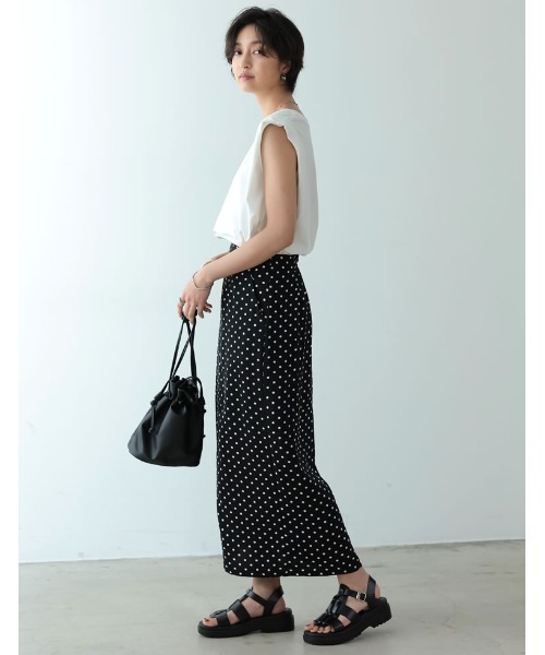 [低身長サイズ有]ドットパターンスリットタイトスカート