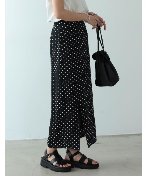 [低身長サイズ有]ドットパターンスリットタイトスカート
