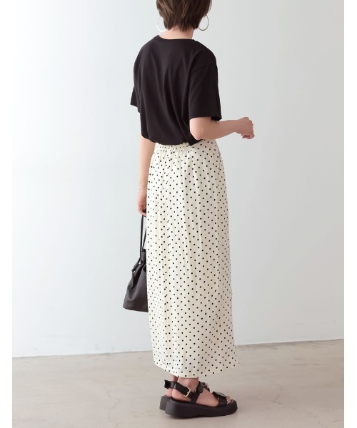 [低身長サイズ有]ドットパターンスリットタイトスカート