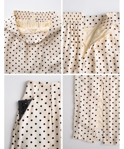 [低身長サイズ有]ドットパターンスリットタイトスカート