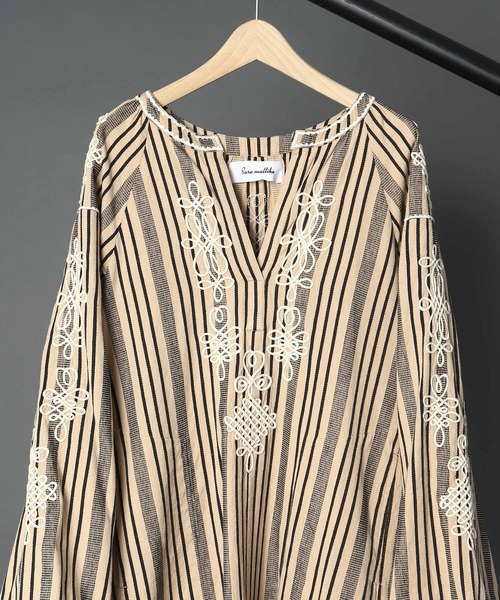 sara mallika（サラ マリカ）の「【 sara mallika/ サラマリカ 】 COTTON CORD EMB DRESS / コットンコードエンブロイダリードレス（ワンピース・レディース・ストライプ・FREE）」の6枚目の写真