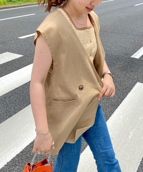 CPCM(シーピーシーエム)の「綿麻ジレベスト(ベスト・レディース・ベージュ/アイボリー・FREE)」の8枚目の写真