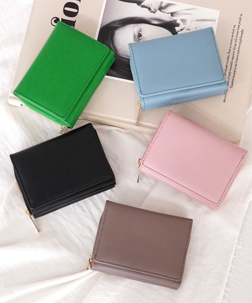 IAMUSE（アイアミューズ）の「リアルレザーミニウォレット R0231【IAMUSE】（財布・レディース・グリーン/スモークピンク/ブラック/ブルーグレー/グレイッシュベージュ・FREE）」の7枚目の写真