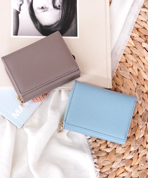 IAMUSE（アイアミューズ）の「リアルレザーミニウォレット R0231【IAMUSE】（財布・レディース・グリーン/スモークピンク/ブラック/ブルーグレー/グレイッシュベージュ・FREE）」の9枚目の写真