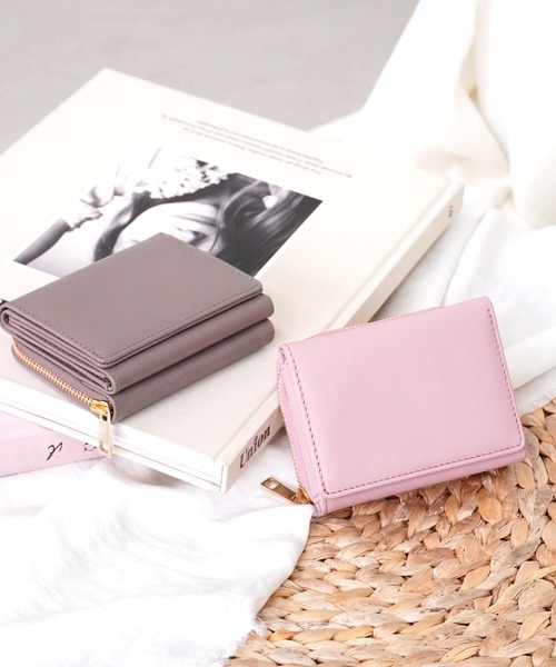 IAMUSE（アイアミューズ）の「リアルレザーミニウォレット R0231【IAMUSE】（財布・レディース・グリーン/スモークピンク/ブラック/ブルーグレー/グレイッシュベージュ・FREE）」の10枚目の写真