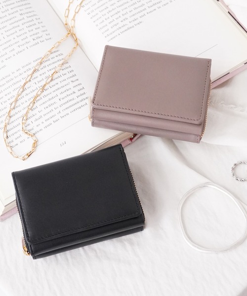 IAMUSE（アイアミューズ）の「リアルレザーミニウォレット R0231【IAMUSE】（財布・レディース・グリーン/スモークピンク/ブラック/ブルーグレー/グレイッシュベージュ・FREE）」の12枚目の写真