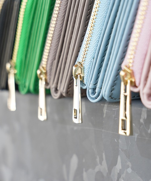 IAMUSE（アイアミューズ）の「リアルレザーミニウォレット R0231【IAMUSE】（財布・レディース・グリーン/スモークピンク/ブラック/ブルーグレー/グレイッシュベージュ・FREE）」の14枚目の写真