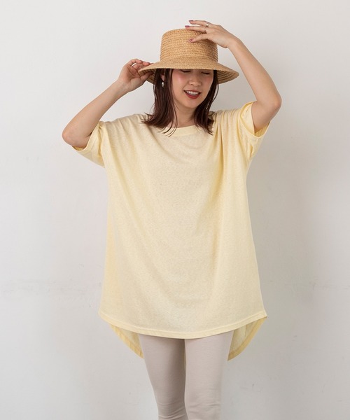 PICHI(ピイチ)の「半袖スラブロングTee(Tシャツ/カットソー・レディース・ピンク/イエロー/ホワイト/チャコール・FREE)」の12枚目の写真