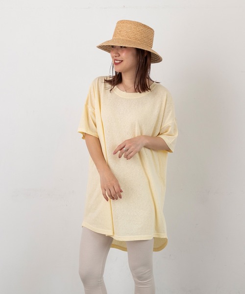 PICHI(ピイチ)の「半袖スラブロングTee(Tシャツ/カットソー・レディース・ピンク/イエロー/ホワイト/チャコール・FREE)」の19枚目の写真