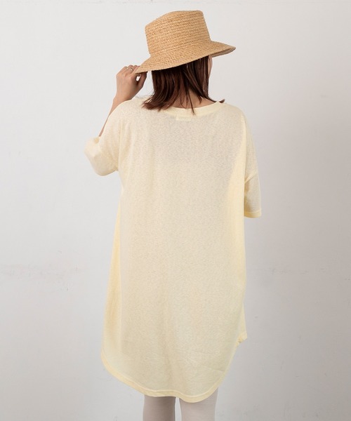 PICHI(ピイチ)の「半袖スラブロングTee(Tシャツ/カットソー・レディース・ピンク/イエロー/ホワイト/チャコール・FREE)」の5枚目の写真