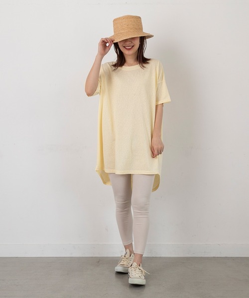 PICHI(ピイチ)の「半袖スラブロングTee(Tシャツ/カットソー・レディース・ピンク/イエロー/ホワイト/チャコール・FREE)」の6枚目の写真
