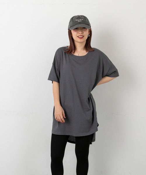 PICHI(ピイチ)の「半袖スラブロングTee(Tシャツ/カットソー・レディース・ピンク/イエロー/ホワイト/チャコール・FREE)」の8枚目の写真