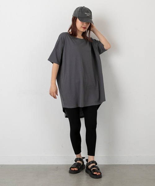 PICHI(ピイチ)の「半袖スラブロングTee(Tシャツ/カットソー・レディース・ピンク/イエロー/ホワイト/チャコール・FREE)」の9枚目の写真