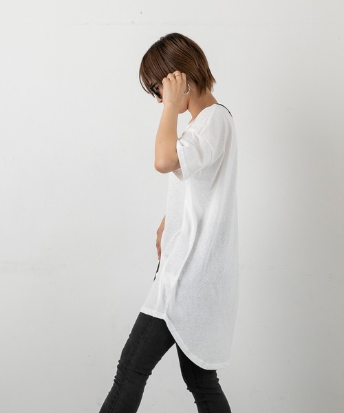 PICHI(ピイチ)の「半袖スラブロングTee(Tシャツ/カットソー・レディース・ピンク/イエロー/ホワイト/チャコール・FREE)」の17枚目の写真