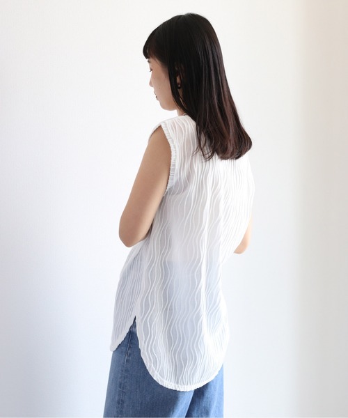 cepo(セポ)の「ウエーブタックシアーノースリーブTee(Tシャツ/カットソー・レディース・ブラック/オフホワイト・M)」の5枚目の写真