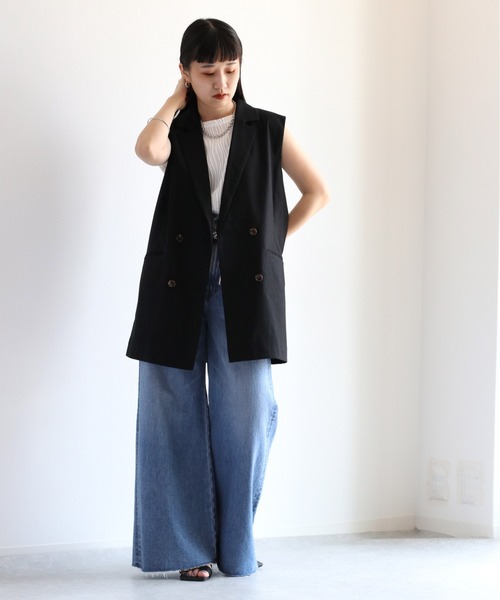 cepo(セポ)の「ウエーブタックシアーノースリーブTee(Tシャツ/カットソー・レディース・ブラック/オフホワイト・M)」の16枚目の写真