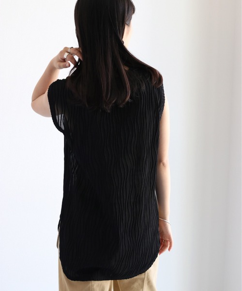 cepo(セポ)の「ウエーブタックシアーノースリーブTee(Tシャツ/カットソー・レディース・ブラック/オフホワイト・M)」の10枚目の写真