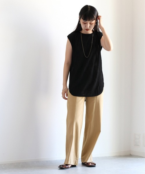 cepo(セポ)の「ウエーブタックシアーノースリーブTee(Tシャツ/カットソー・レディース・ブラック/オフホワイト・M)」の4枚目の写真