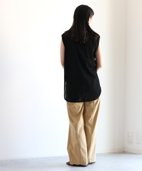 cepo(セポ)の「ウエーブタックシアーノースリーブTee(Tシャツ/カットソー・レディース・ブラック/オフホワイト・M)」の8枚目の写真
