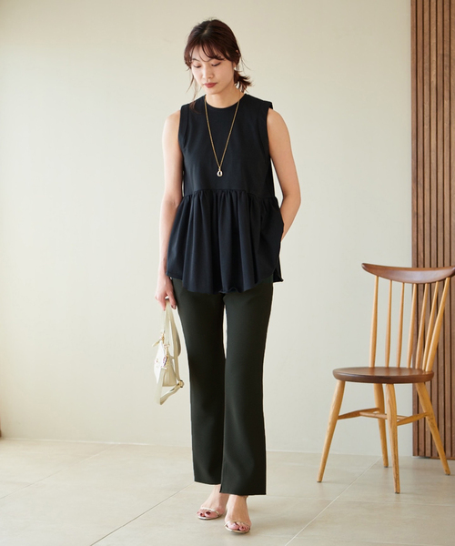 IENA ＆NAVY デザインジョーゼットフレアパンツ 22SS 38