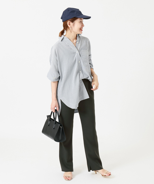 IENA（イエナ）の「&NAVY デザインジョーゼットフレアパンツ