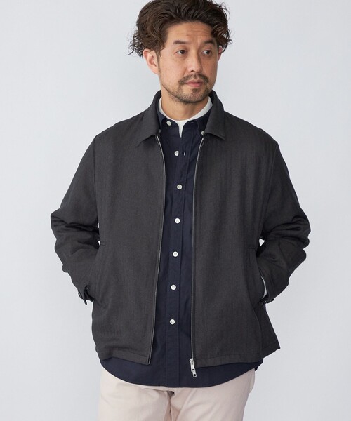 ★美品 Lサイズ★ シップス × WOOL RICH ツイード ヘリンボーン 紺 SHIPS（シップス）の「SHIPS: ウールライク ヘリンボーン ジップ