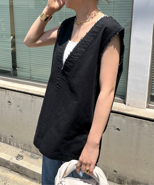 prose verse(プロズヴェール)の「ツイルフリンジベスト(ベスト・レディース・ブラック/アイボリー・MEDIUM)」の10枚目の写真