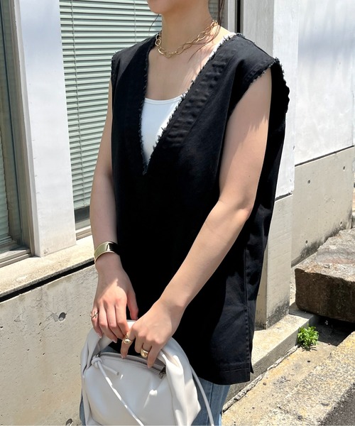 prose verse(プロズヴェール)の「ツイルフリンジベスト(ベスト・レディース・ブラック/アイボリー・MEDIUM)」の17枚目の写真