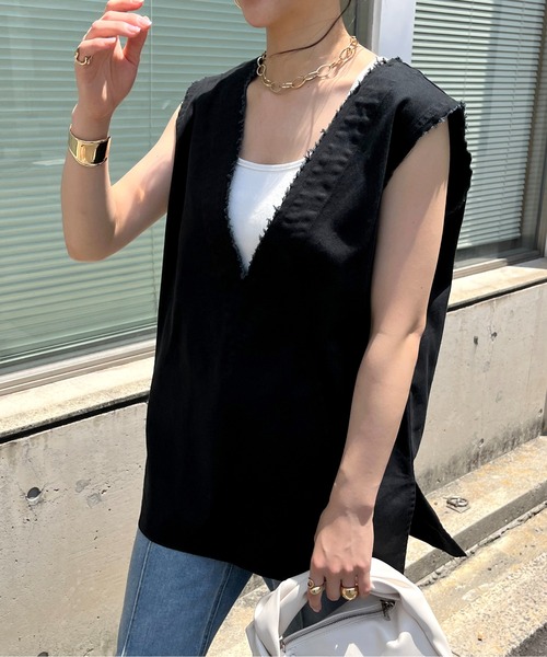 prose verse(プロズヴェール)の「ツイルフリンジベスト(ベスト・レディース・ブラック/アイボリー・MEDIUM)」の14枚目の写真