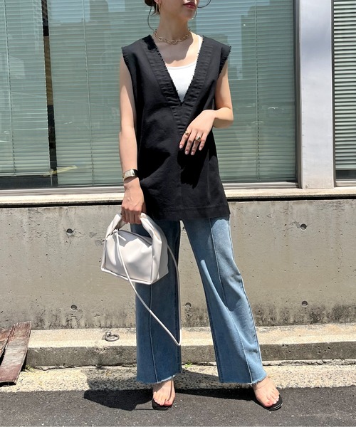 prose verse(プロズヴェール)の「ツイルフリンジベスト(ベスト・レディース・ブラック/アイボリー・MEDIUM)」の21枚目の写真