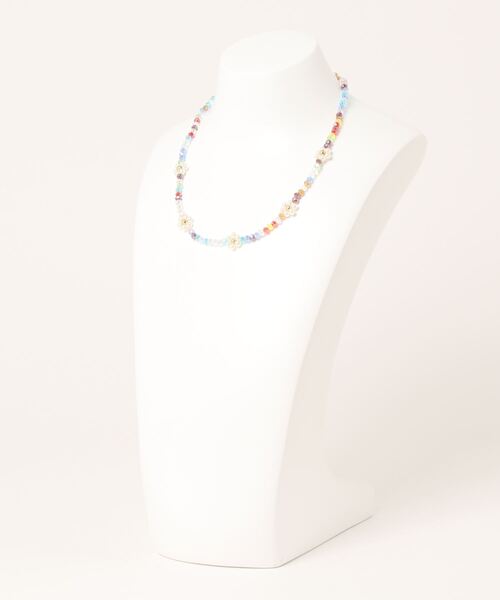 nemne store（ネンネストア）の「【accessory】クリアビーズネックレス（ネックレス・レディース・ホワイト/ブラックミックス・フリー）」の6枚目の写真