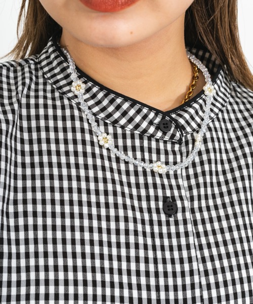 nemne store（ネンネストア）の「【accessory】クリアビーズネックレス（ネックレス・レディース・ホワイト/ブラックミックス・フリー）」の5枚目の写真