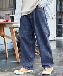 BARK MANHATTAN | タックワイド センタープレス ウォッシュテーパードデニムパンツ(デニムパンツ)