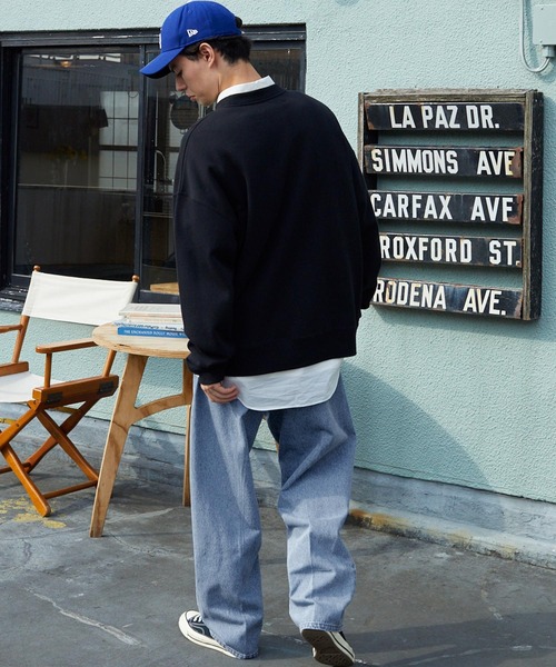 BARK MANHATTAN（バークマンハッタン）の「タックワイド センタープレス ウォッシュテーパードデニムパンツ（デニムパンツ・メンズ・チャコール/ブルー/ライトブルー・M/L）」の18枚目の写真